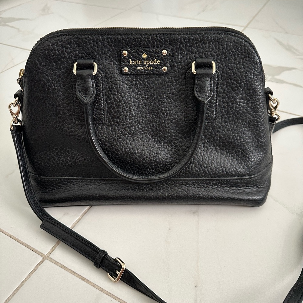 Kate Spade Black Textured Leather Tote/Crossbody bag
